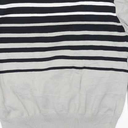 Solid Luxury Womens Grey Striped  Pullover Jumper Size XL