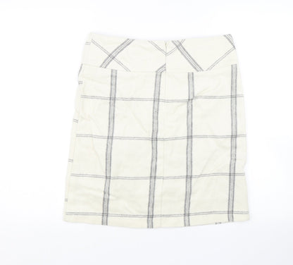 Janina Womens White Check  Mini Skirt Size 8