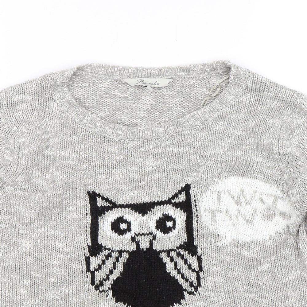Womens UK Size S Peacocks Grey Pullover Jumper
