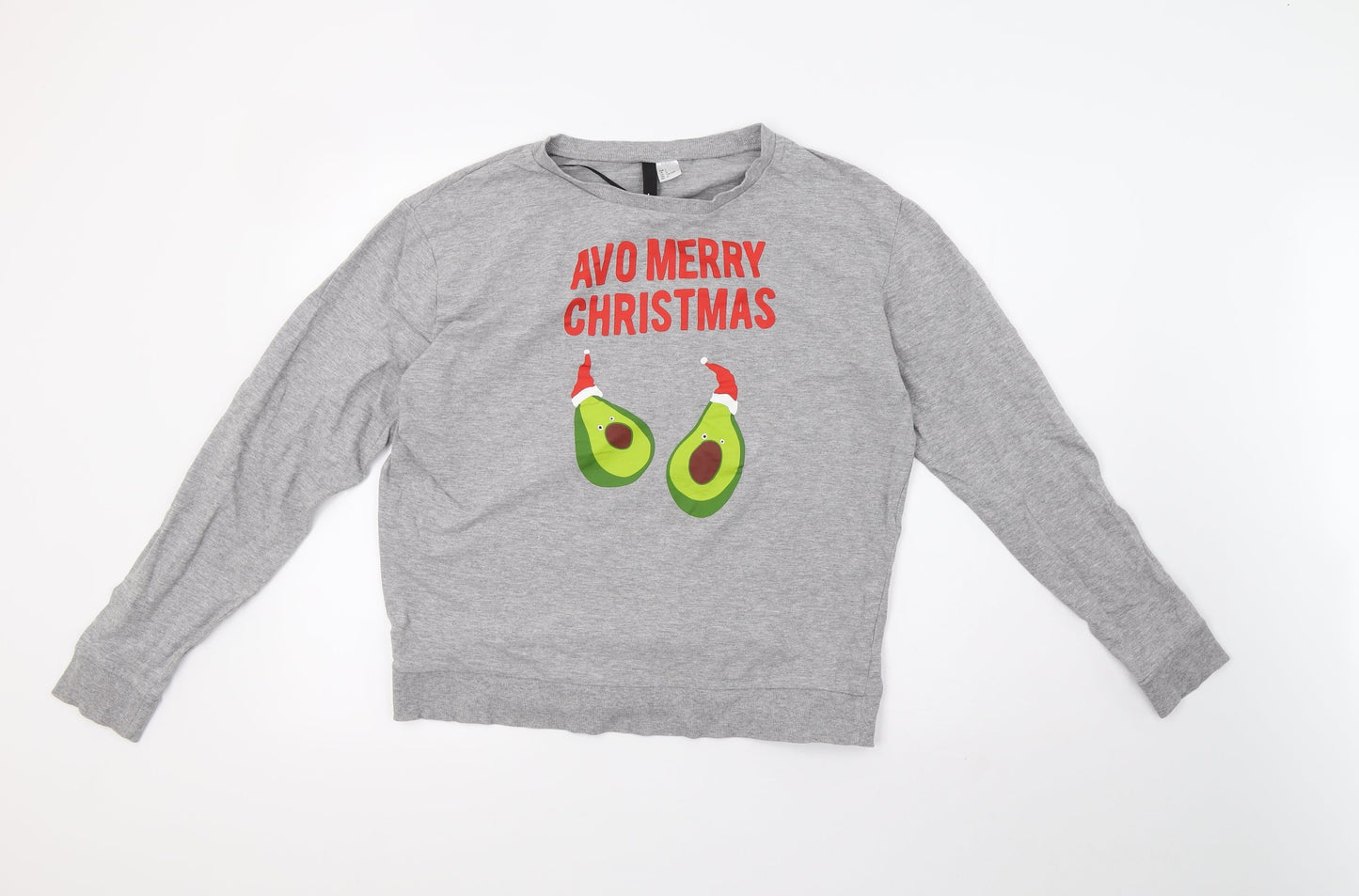 H&M Womens Grey   Pullover Sweatshirt Size L  - christmas