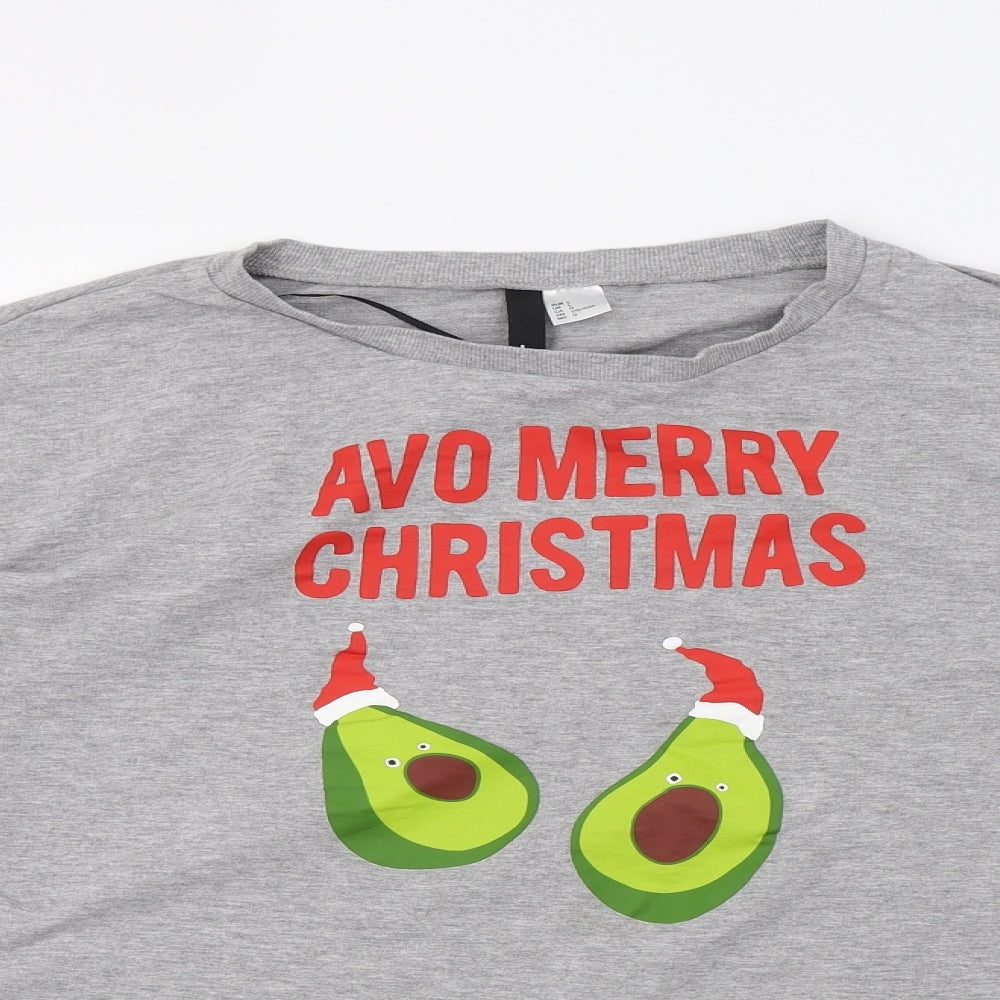 H&M Womens Grey   Pullover Sweatshirt Size L  - christmas