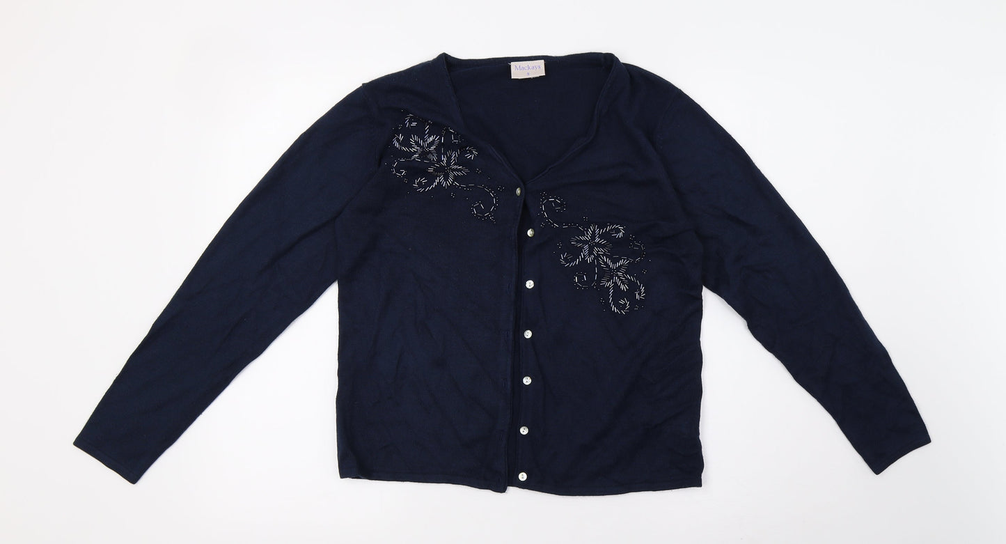 Womens UK Size S mackays Blue Cardigan Jumper
