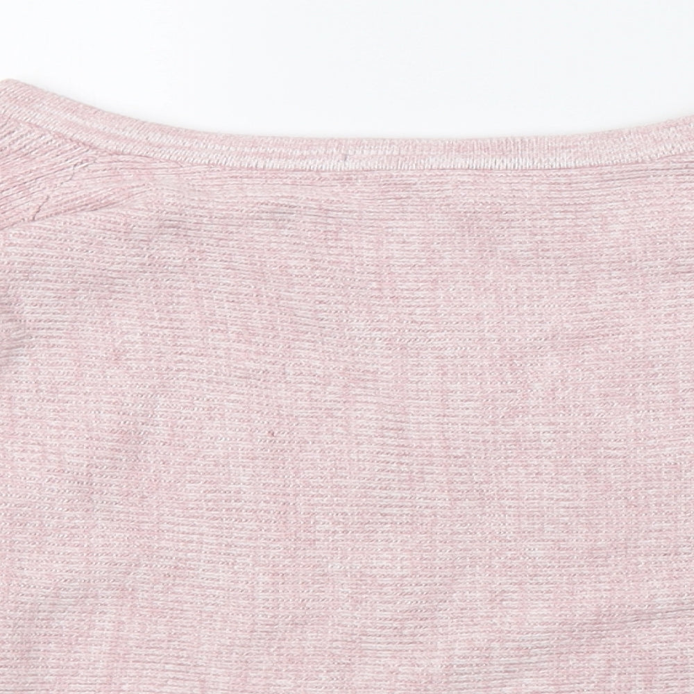 River Island Womens Pink  Knit Henley Sweatshirt Size 10