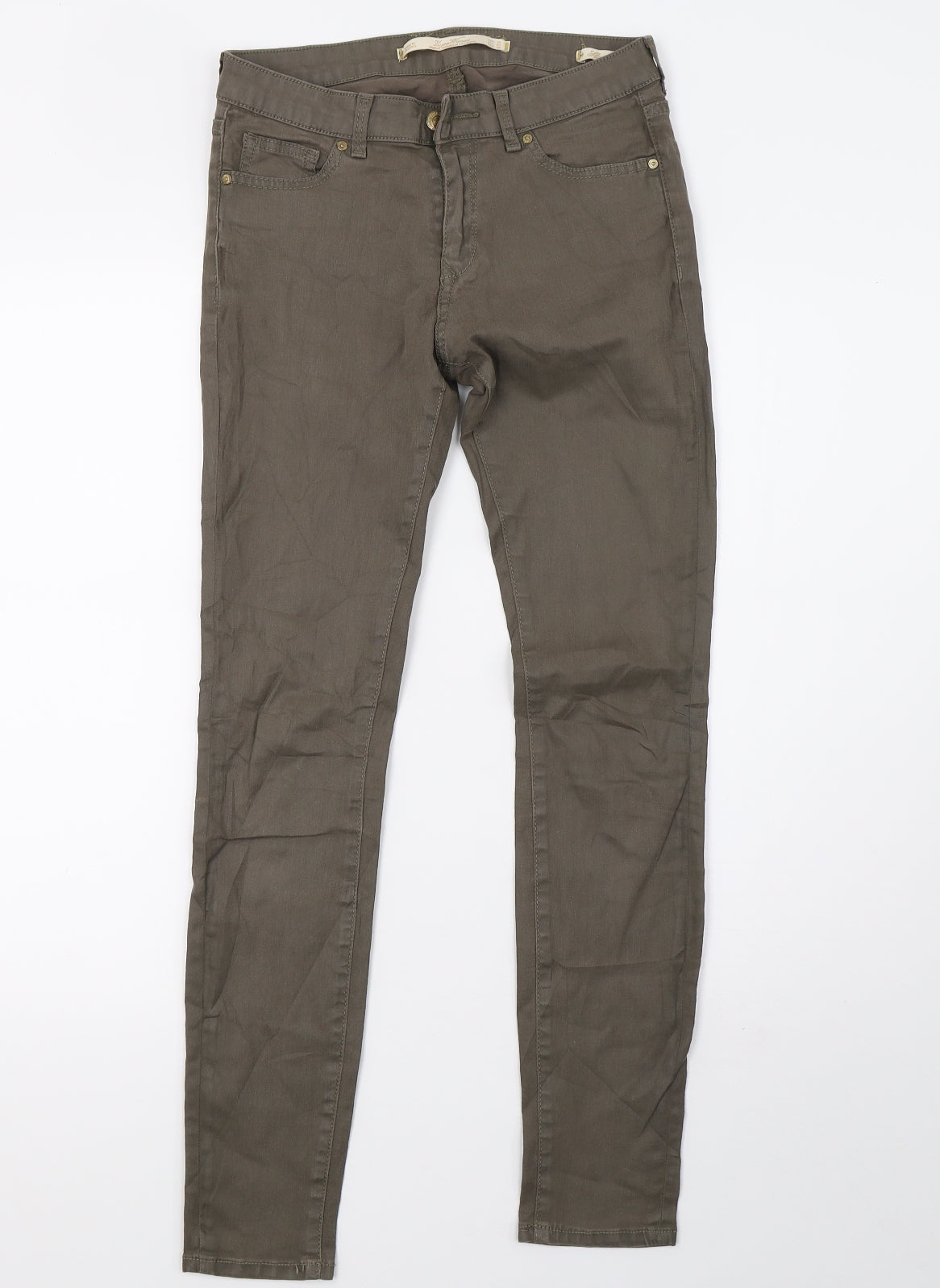 Womens UK Size 10 Preworn Slim Fit Mom Green Jeans