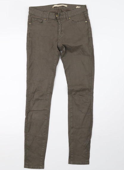 Womens UK Size 10 Preworn Slim Fit Mom Green Jeans