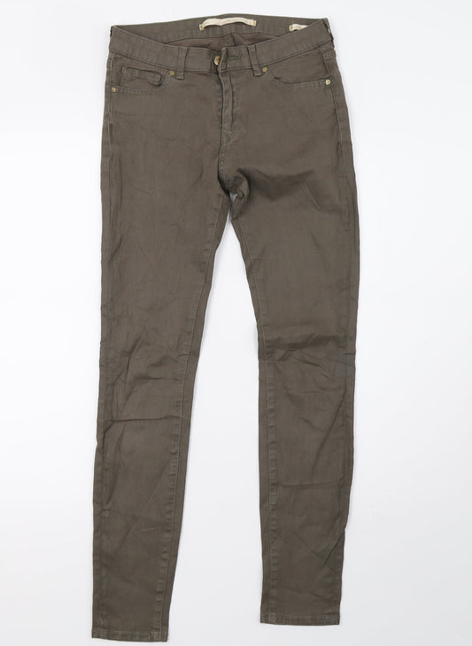 Womens UK Size 10 Preworn Slim Fit Mom Green Jeans