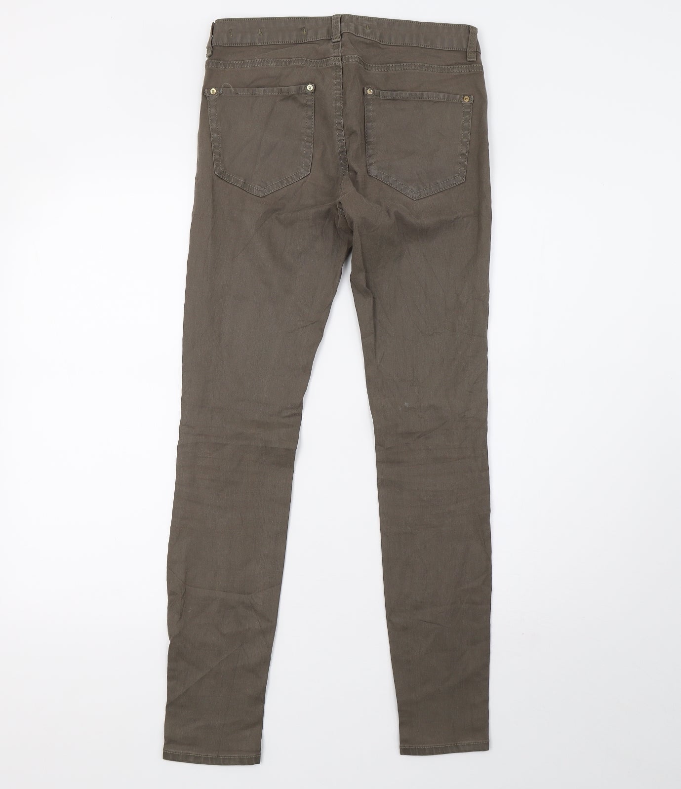 Womens UK Size 10 Preworn Slim Fit Mom Green Jeans