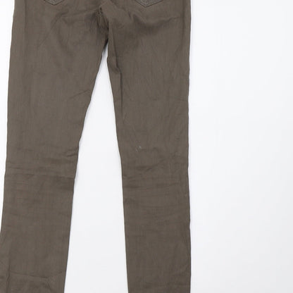 Womens UK Size 10 Preworn Slim Fit Mom Green Jeans