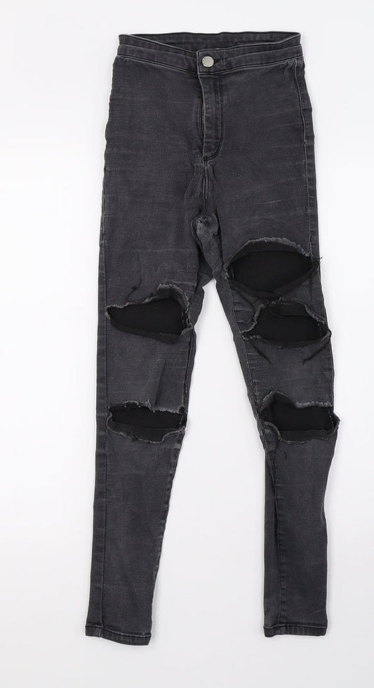 Topshop Womens Grey  Denim Mom Jeans Size 6 L28 in