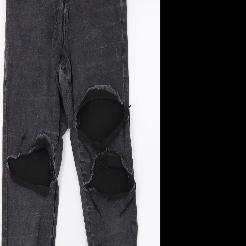 Topshop Womens Grey  Denim Mom Jeans Size 6 L28 in