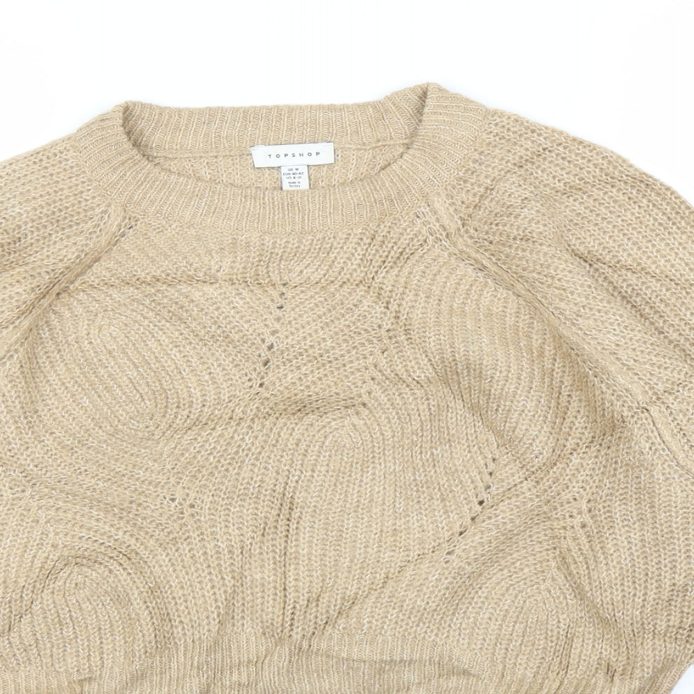 Womens UK Size M Topshop Beige Pullover Jumper