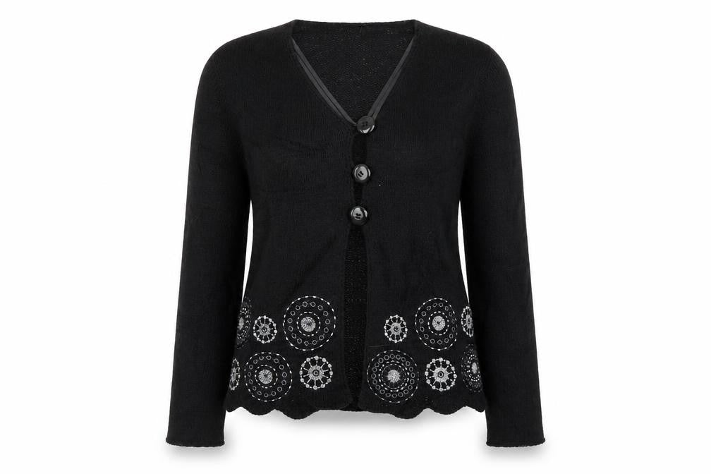 Womens UK Size M First Avenue Black Cardigan Jumper