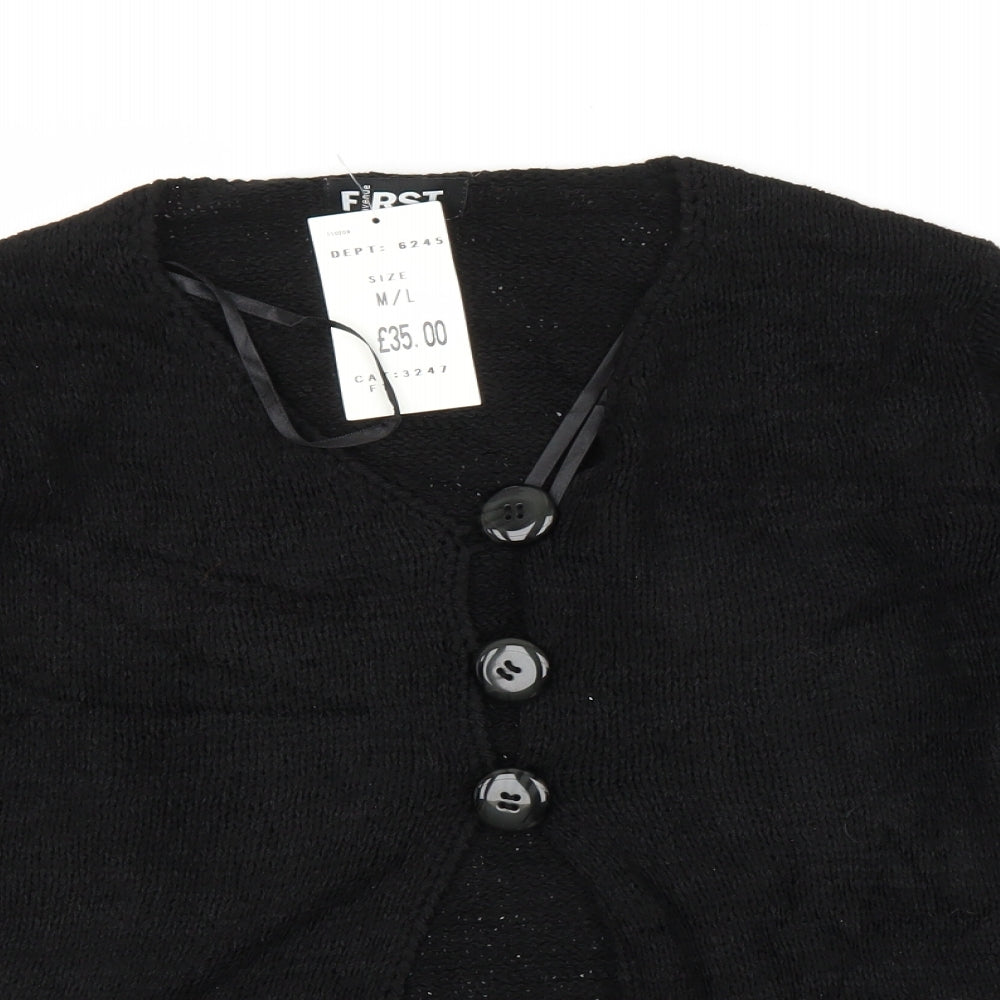 First Avenue Womens Black Floral  Cardigan Jumper Size M
