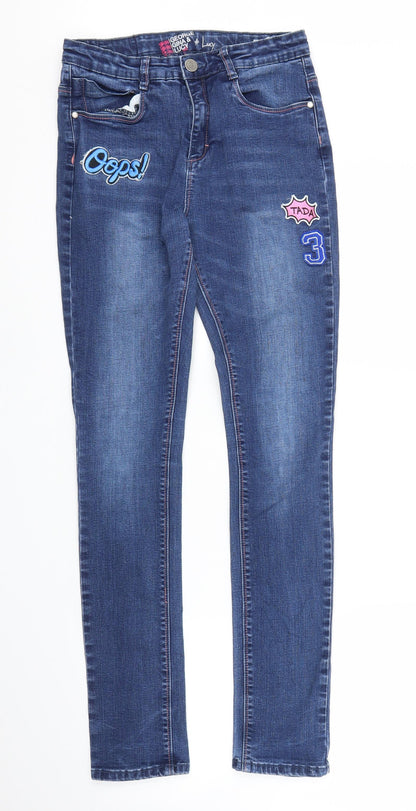 Preworn Girls Blue  Denim Skinny Jeans Size 14 Years