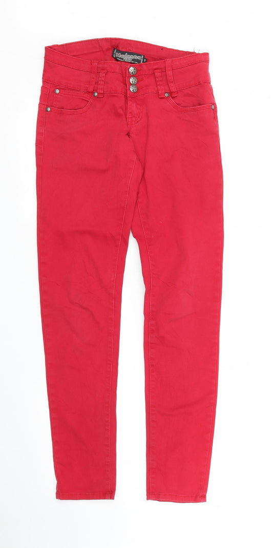 Madonna Womens Red  Denim Skinny Jeans Size S L29 in