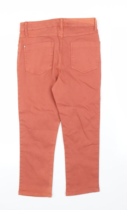 Womens UK Size 8 Preworn Regular Fit Cropped Orange Jeans