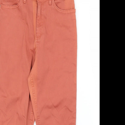 Womens UK Size 8 Preworn Regular Fit Cropped Orange Jeans