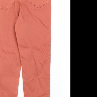 Womens UK Size 8 Preworn Regular Fit Cropped Orange Jeans