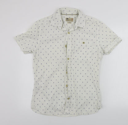 Mens UK Size S NORTH COAST White  Button-Up Short Sleeve Casual Shirt