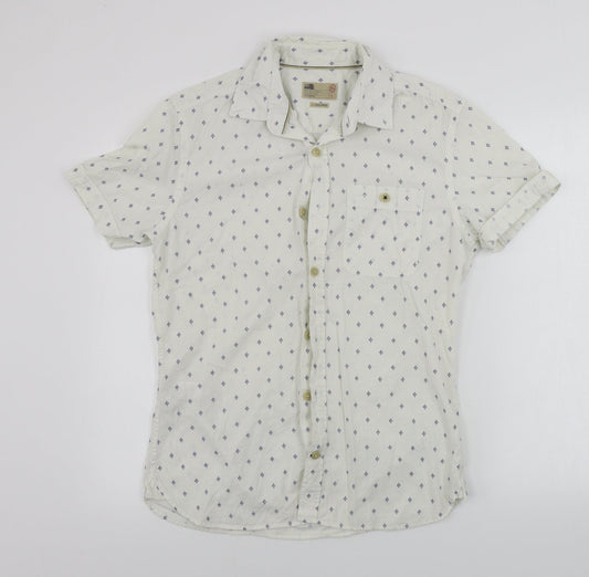 Mens UK Size S NORTH COAST White  Button-Up Short Sleeve Casual Shirt
