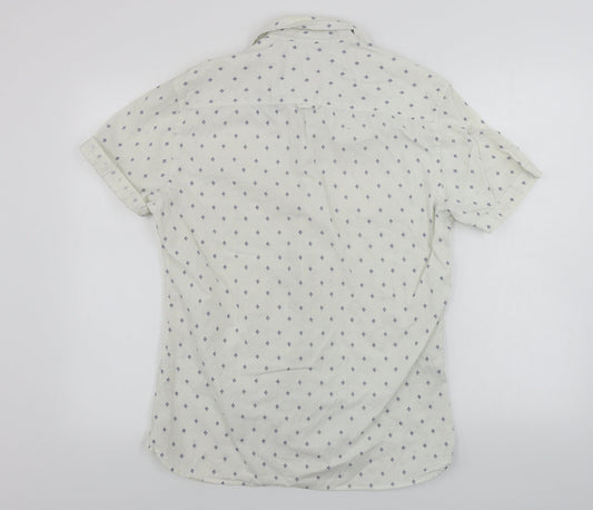 Mens UK Size S NORTH COAST White  Button-Up Short Sleeve Casual Shirt