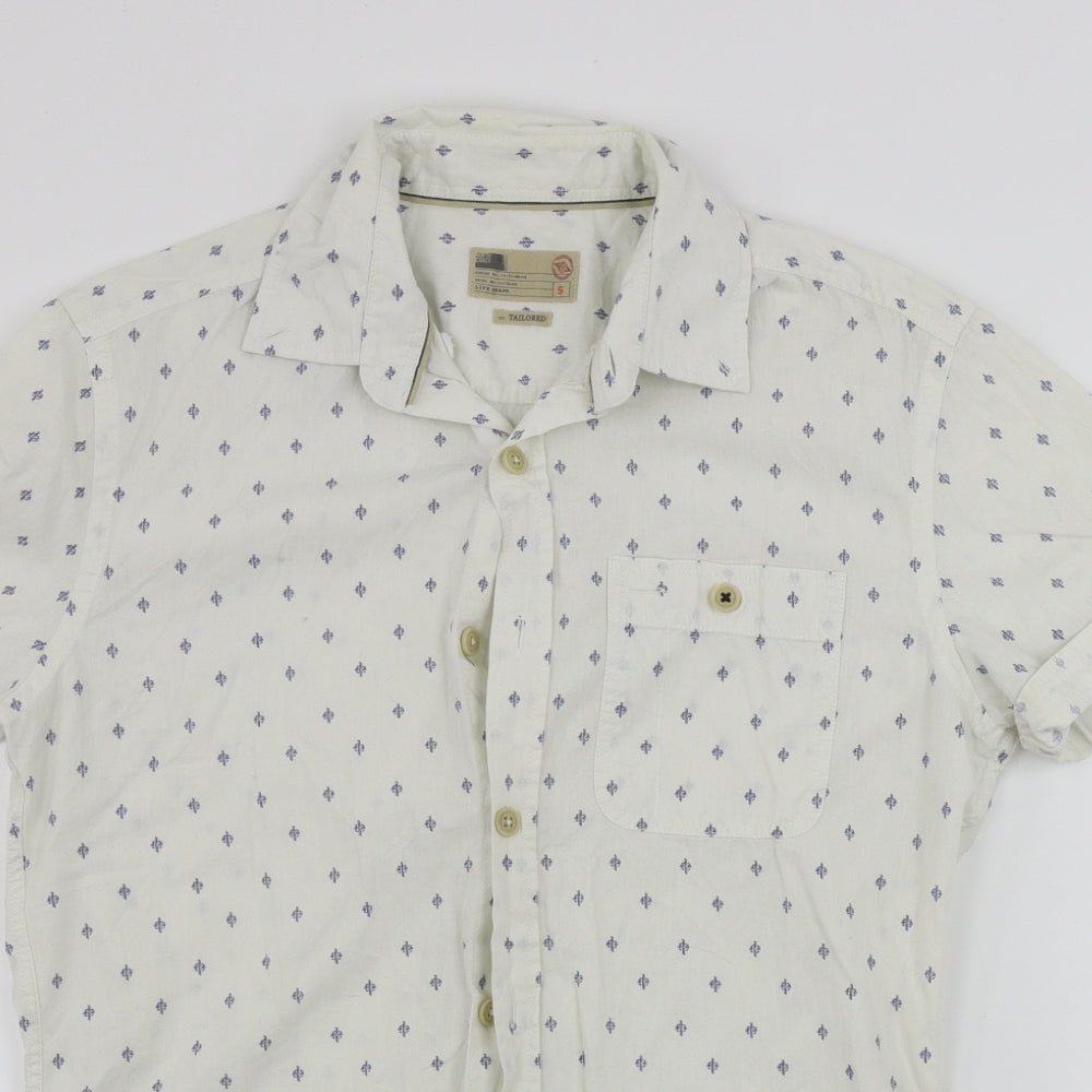 Mens UK Size S NORTH COAST White  Button-Up Short Sleeve Casual Shirt