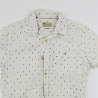 Mens UK Size S NORTH COAST White  Button-Up Short Sleeve Casual Shirt