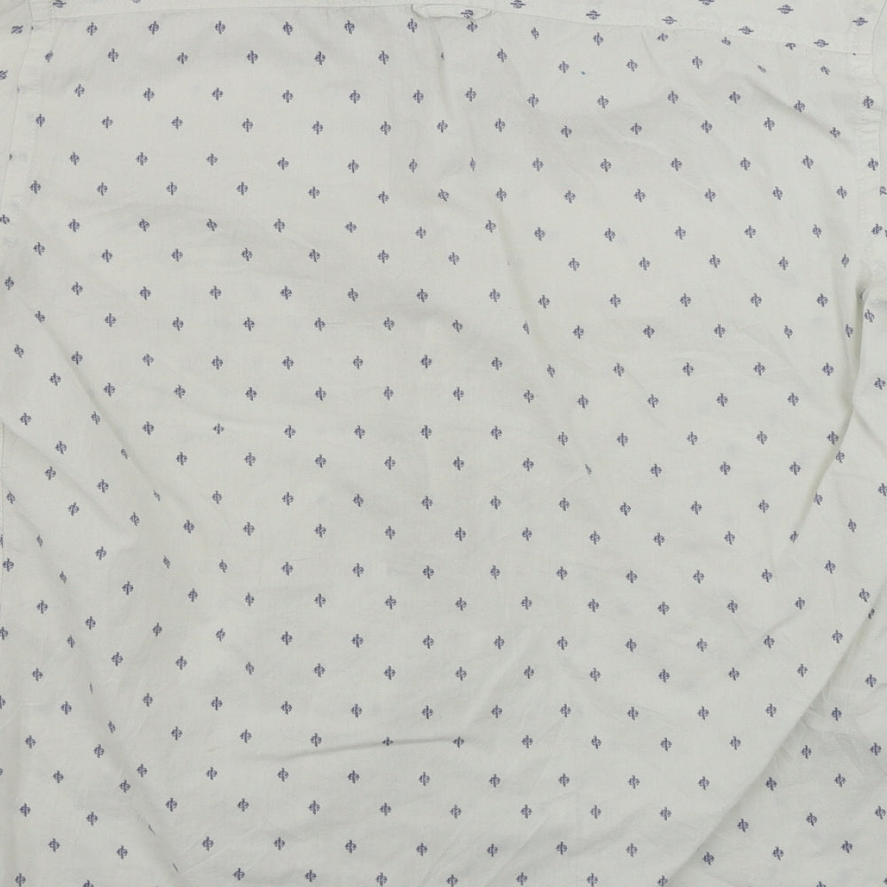 Mens UK Size S NORTH COAST White  Button-Up Short Sleeve Casual Shirt