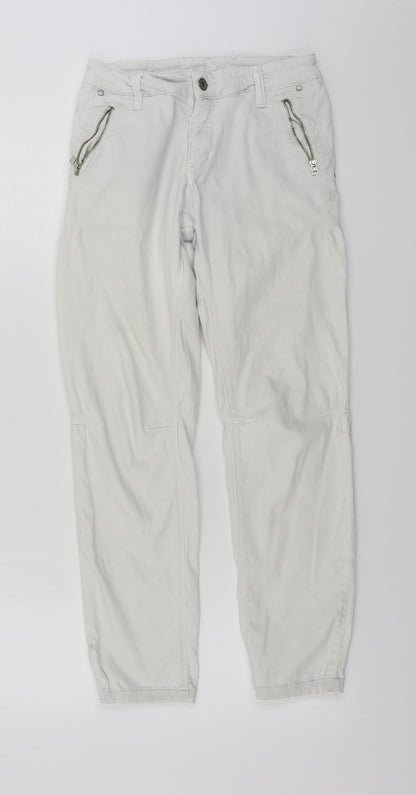 Womens UK Size L Preworn Regular Fit Skinny White Jeans