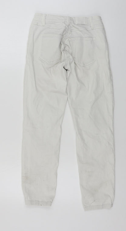 Womens UK Size L Preworn Regular Fit Skinny White Jeans