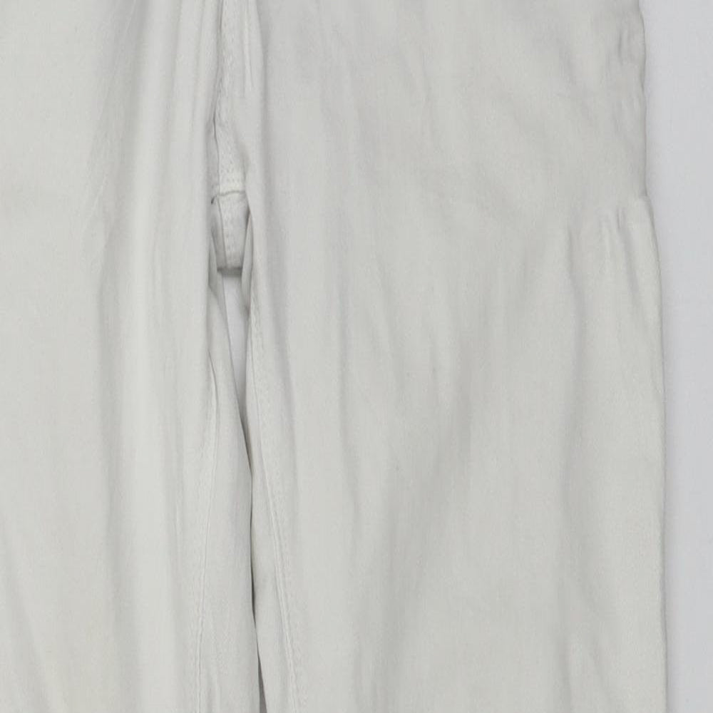Womens UK Size L Preworn Regular Fit Skinny White Jeans