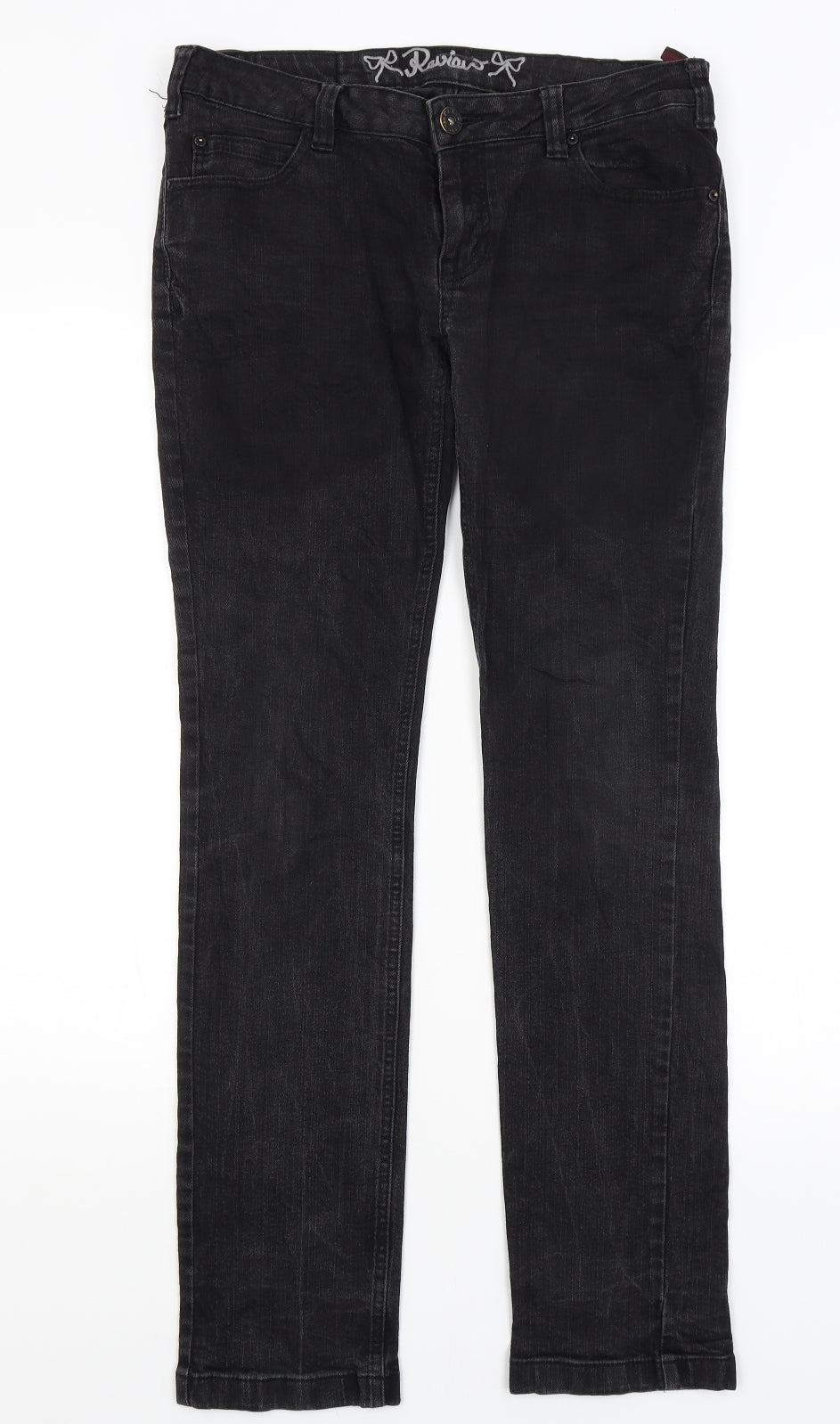 Womens UK Size 32 in Review Regular Fit Straight Black Jeans
