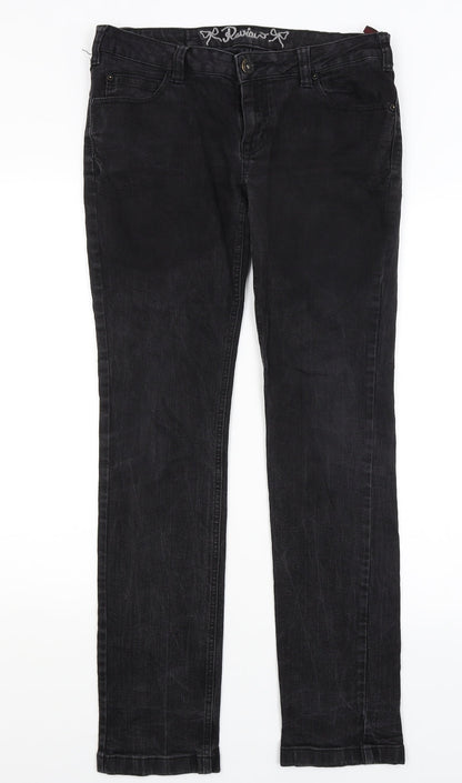 Womens UK Size 32 in Review Regular Fit Straight Black Jeans