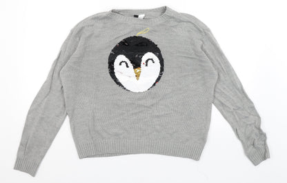 Divided Womens Grey   Pullover Jumper Size S  - Penguin Baubaul