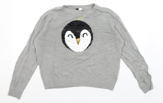 Divided Womens Grey   Pullover Jumper Size S  - Penguin Baubaul