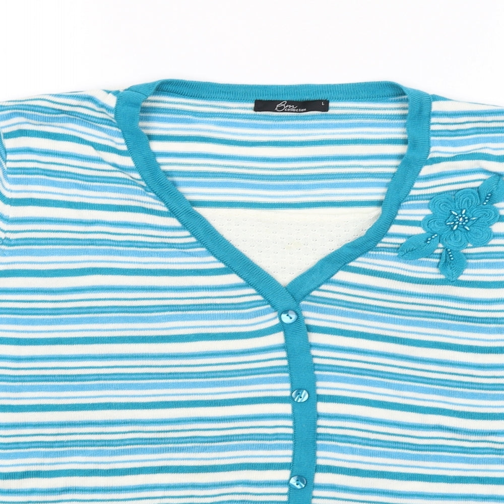 Womens UK Size L BM Blue Basic T-Shirt