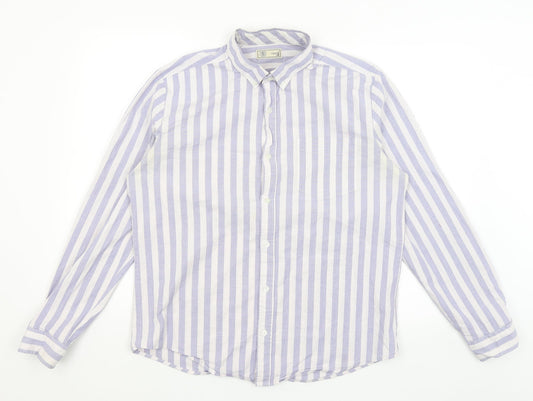 Mens UK Size L NEXT White  Button-Up Long Sleeve Casual Shirt