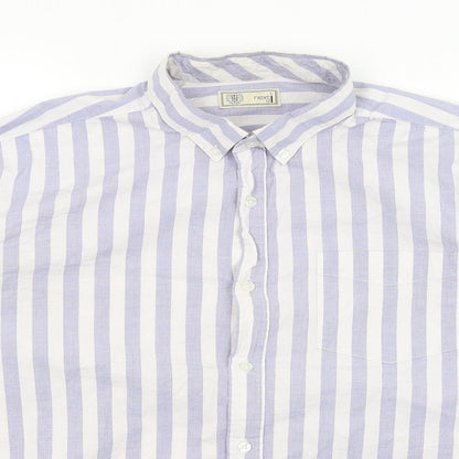 Mens UK Size L NEXT White  Button-Up Long Sleeve Casual Shirt