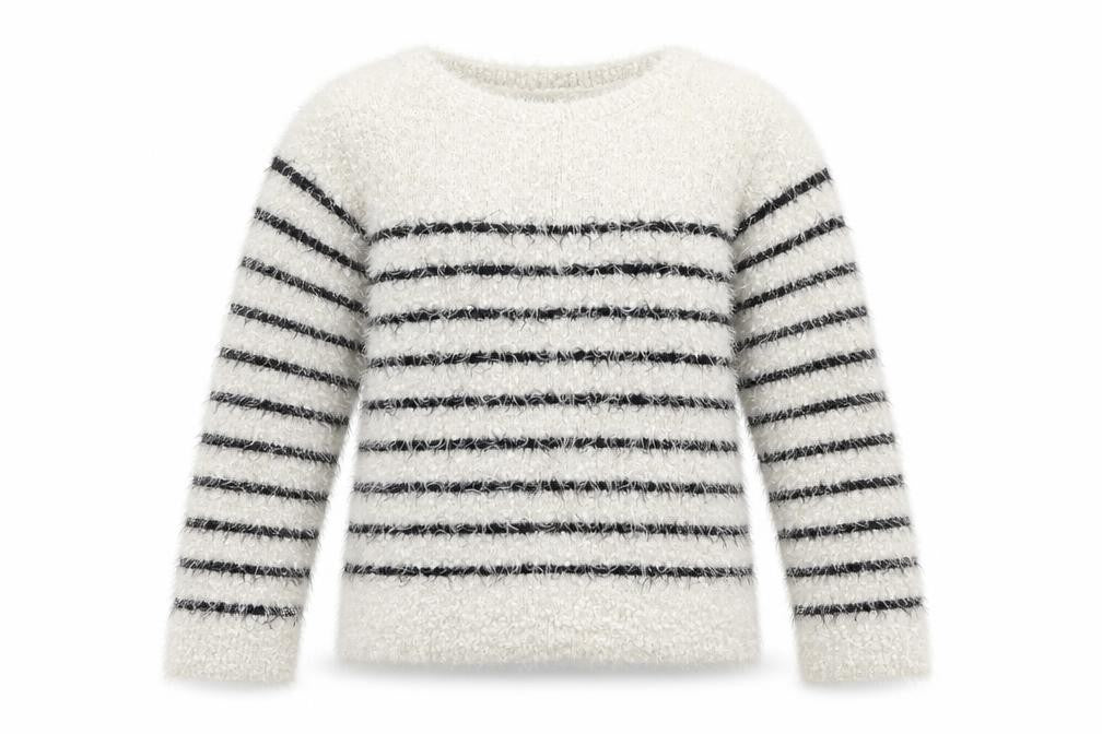 Marks and Spencer Girls White Striped  Pullover Jumper Size 11-12 Years