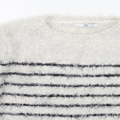 Marks and Spencer Girls White Striped  Pullover Jumper Size 11-12 Years