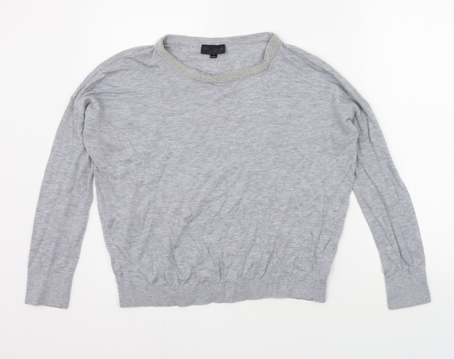 Womens UK Size 6 Topshop Grey Pullover Jumper