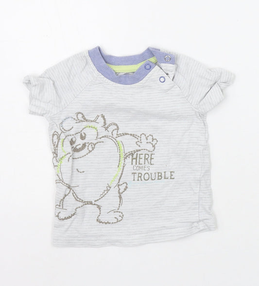 George Boys Grey Striped  Basic T-Shirt Size 6-9 Months