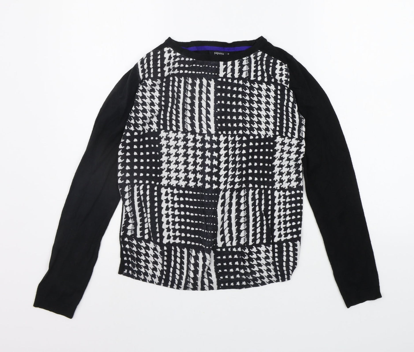 Womens UK Size 8 Papaya Black Pullover Jumper