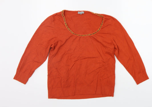 Womens UK Size 16 Per Una Orange Pullover Jumper