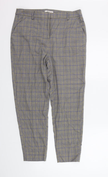 TU Womens Grey Check  Trousers  Size 14 L25 in