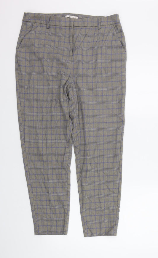 TU Womens Grey Check  Trousers  Size 14 L25 in