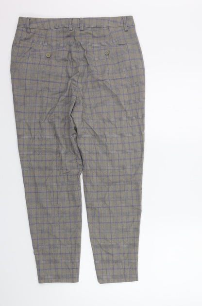 TU Womens Grey Check  Trousers  Size 14 L25 in