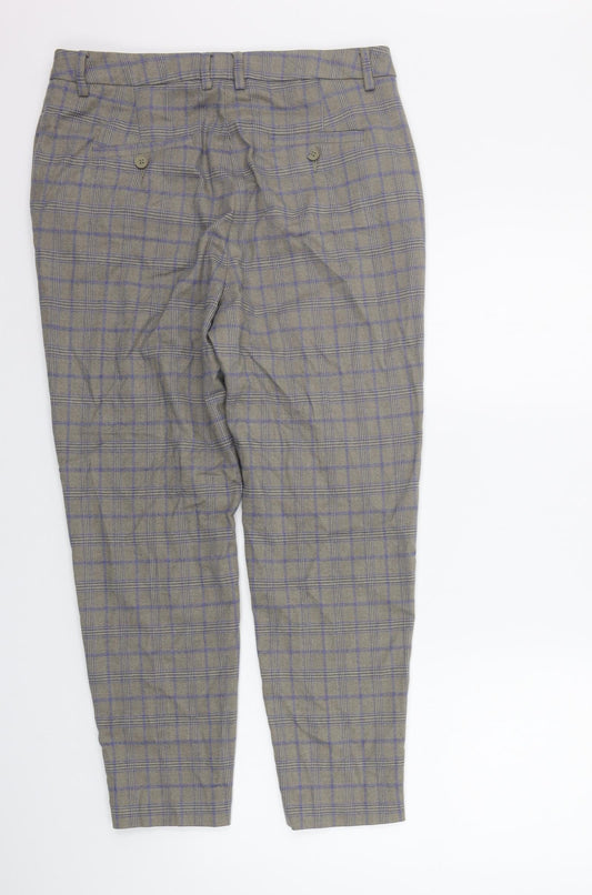 TU Womens Grey Check  Trousers  Size 14 L25 in