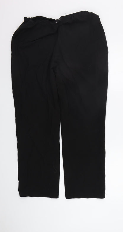 BM Womens Black   Trousers  Size 16 L25 in - Elastic Waist Band