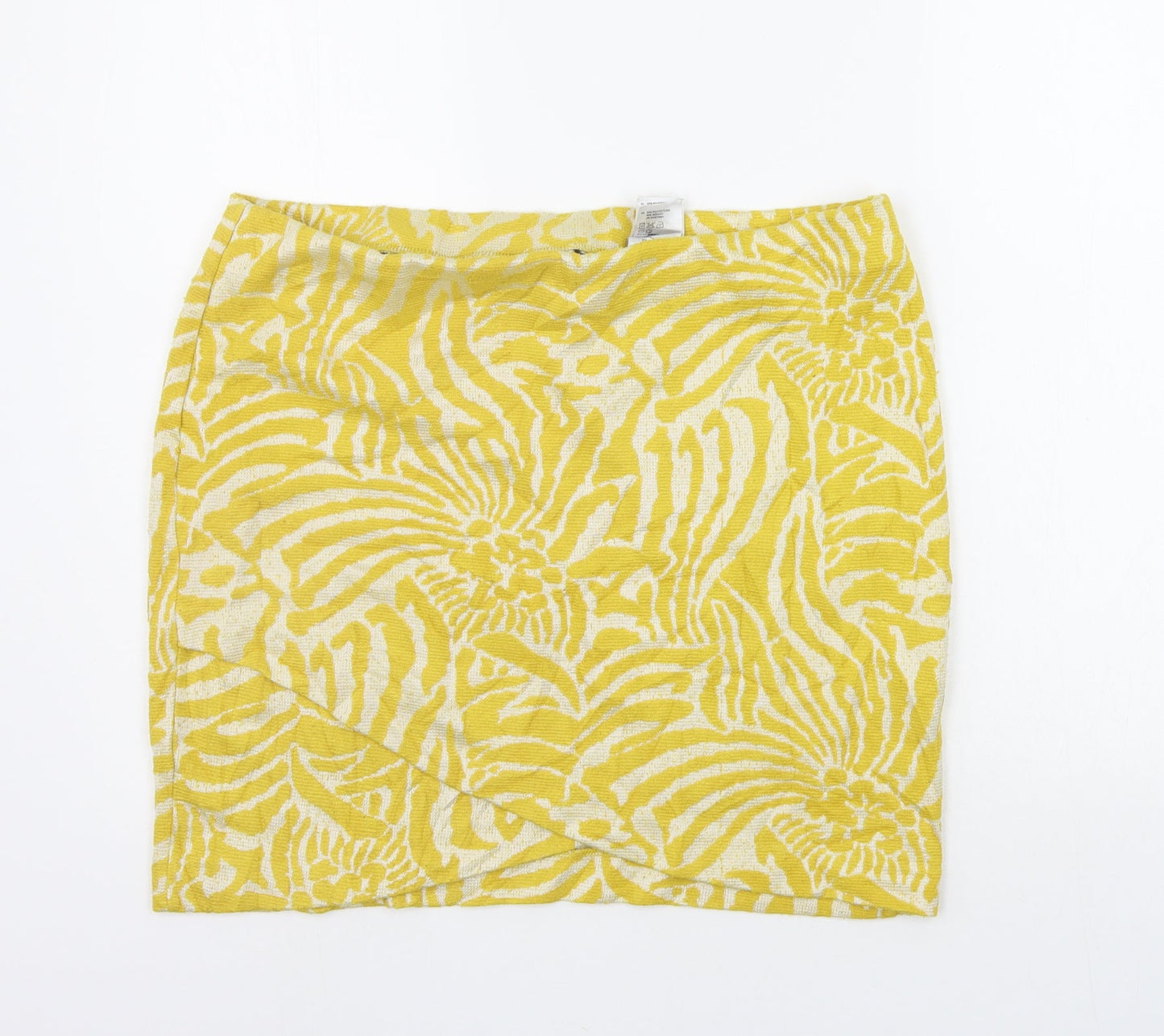 H&M Womens Yellow Geometric  A-Line Skirt Size L